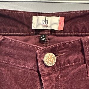CAbi Women's Burgundy Skinny Corduroy Jeans